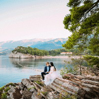 海が見えるところで家族と